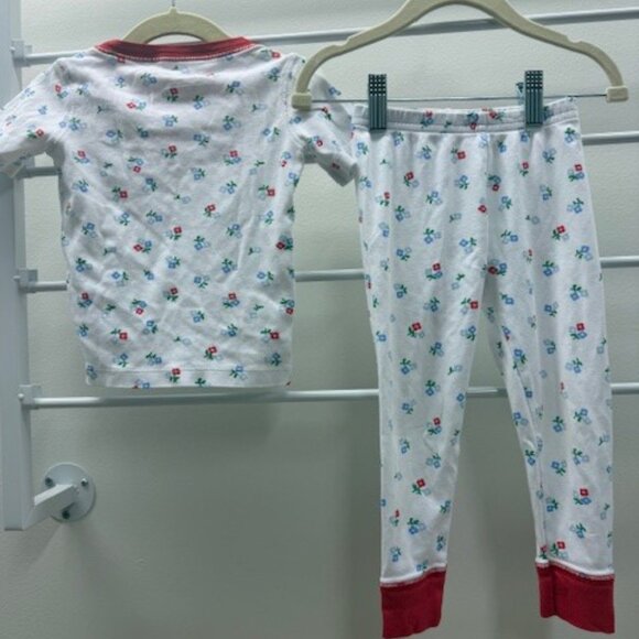 TBBC Floral Pajamas 2T – Red Trim Holiday PJs - Picture 3 of 4